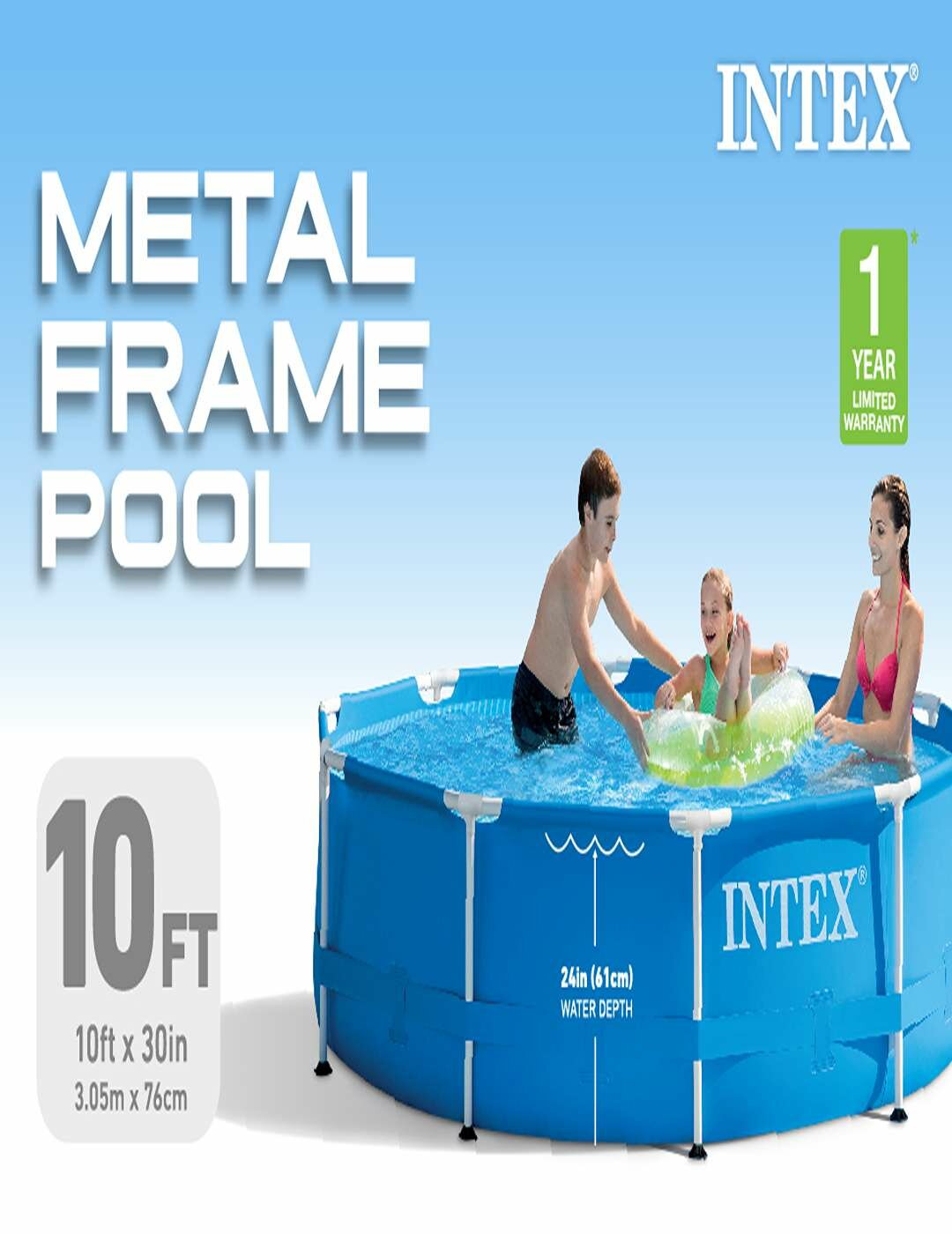 Бассейн каркасный INTEX "Metal Frame", 305х76 см, бонус + фильтр-насос (26702)