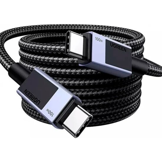 Кабель Ugreen L512 USB-C 2.0 (m) - USB-C 2.0 (m) 5A 1м черный (45063)