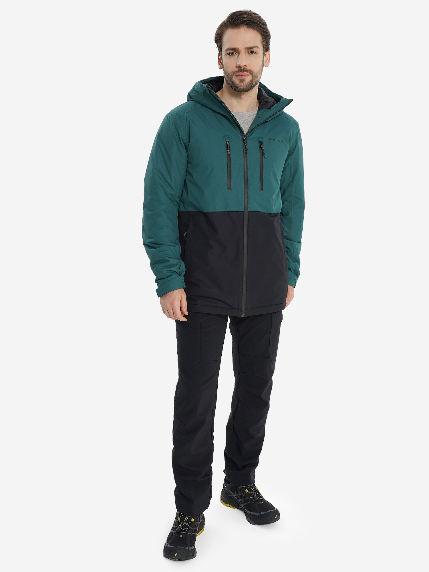 Куртка спортивная OUTVENTURE, размер 46, зеленый/черный — фото 1