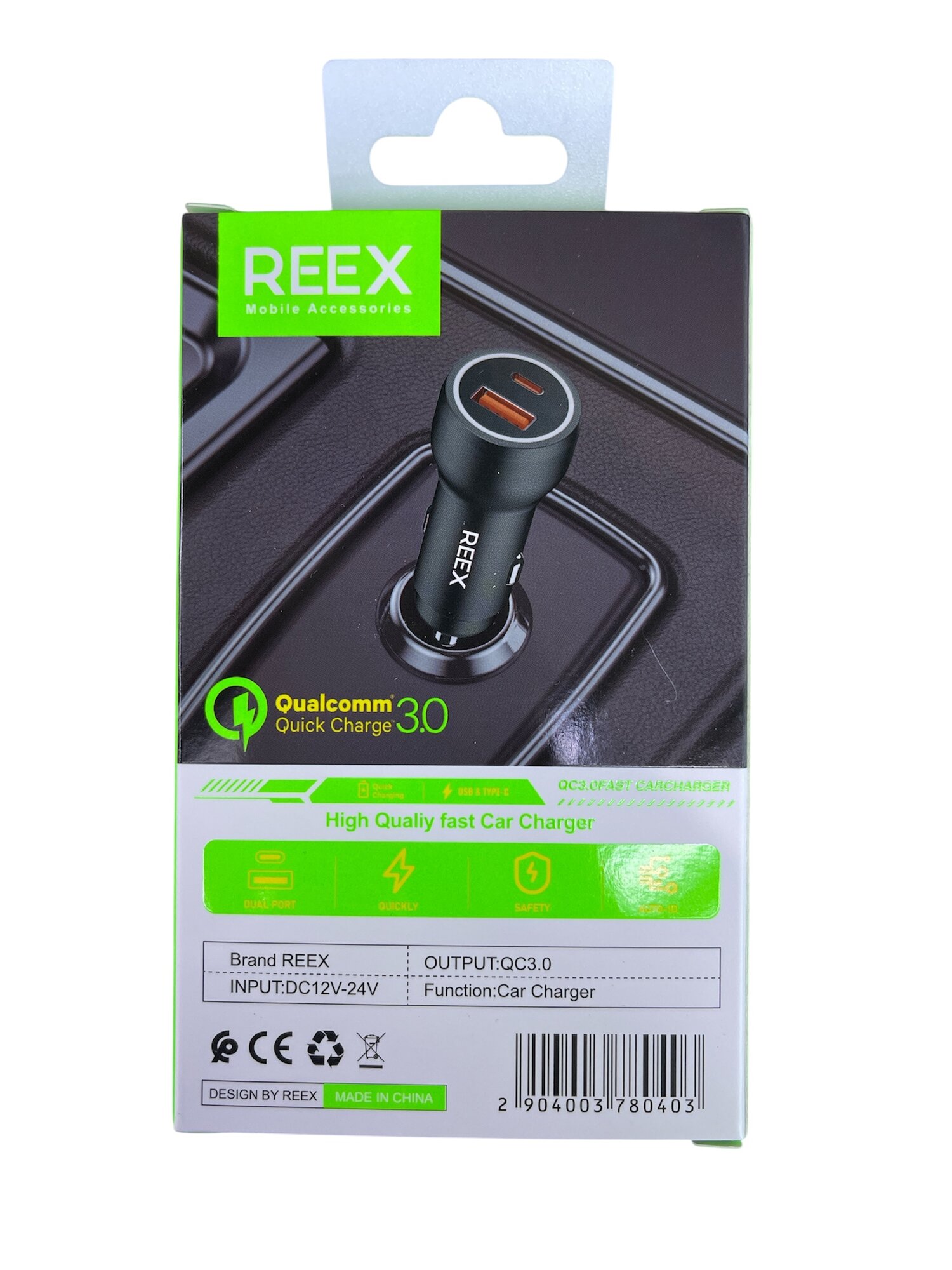 Зарядное устройство REEX RA-12, QC 3.0, Type-C, 2 выхода, черный — фото 1