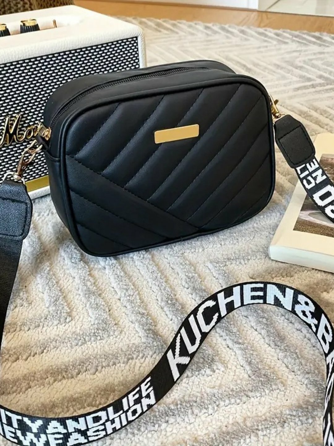 Сумка  KUCHEN&BAG 1980 Small Crossbody, фактура гладкая, черный