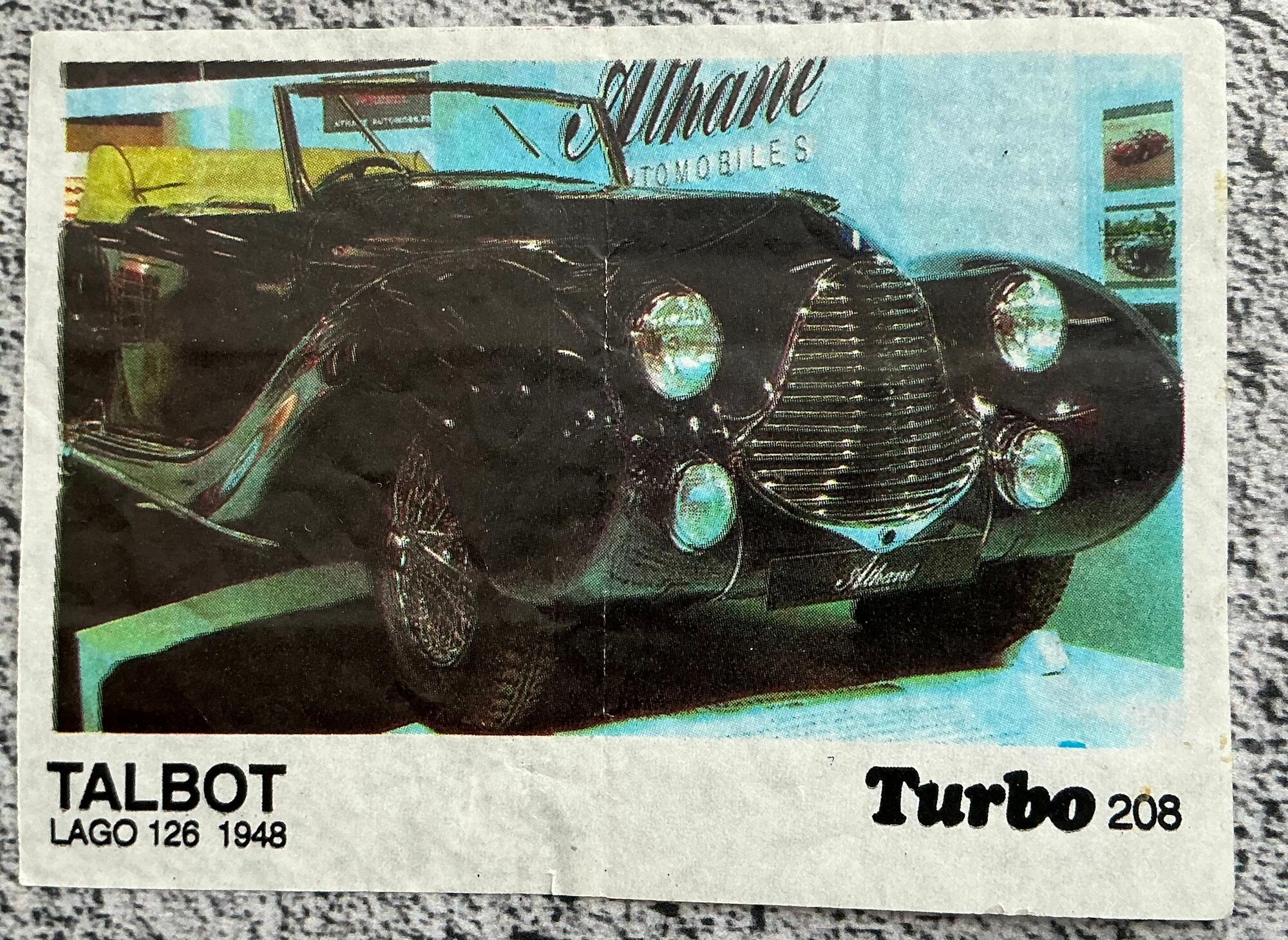 Вкладыш Турбо 1990 год № 208