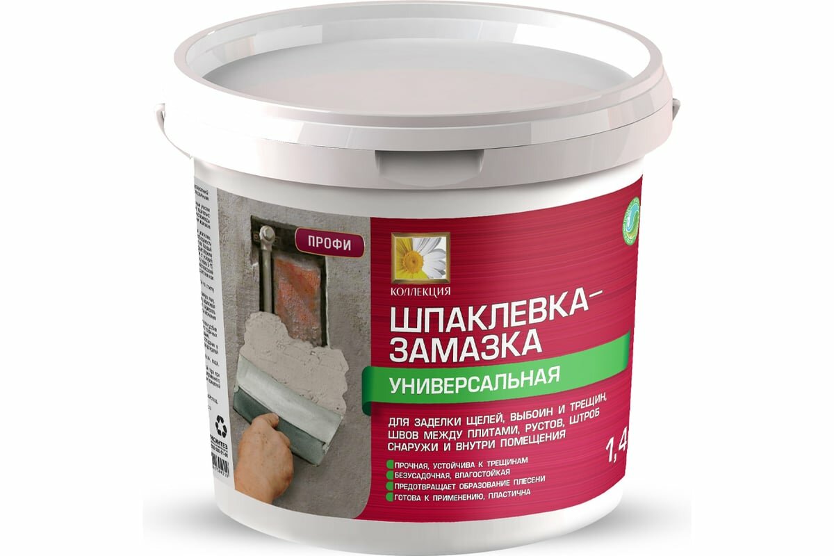 Замазка-шпаклевка ИЖ Коллекция, универсальная, латексная, белая, 1.4 кг