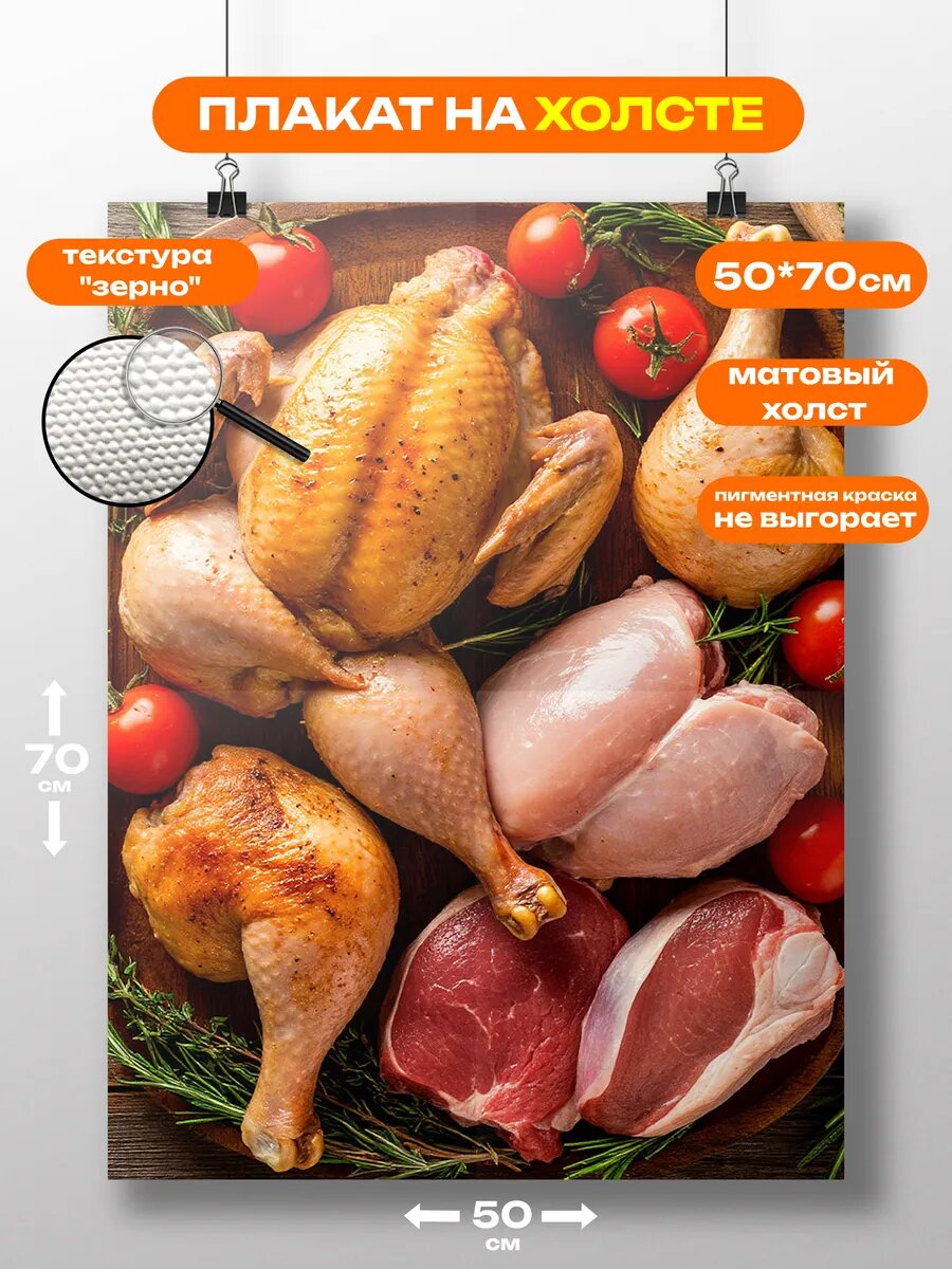 Плакат на холсте курица и индейка 50*70