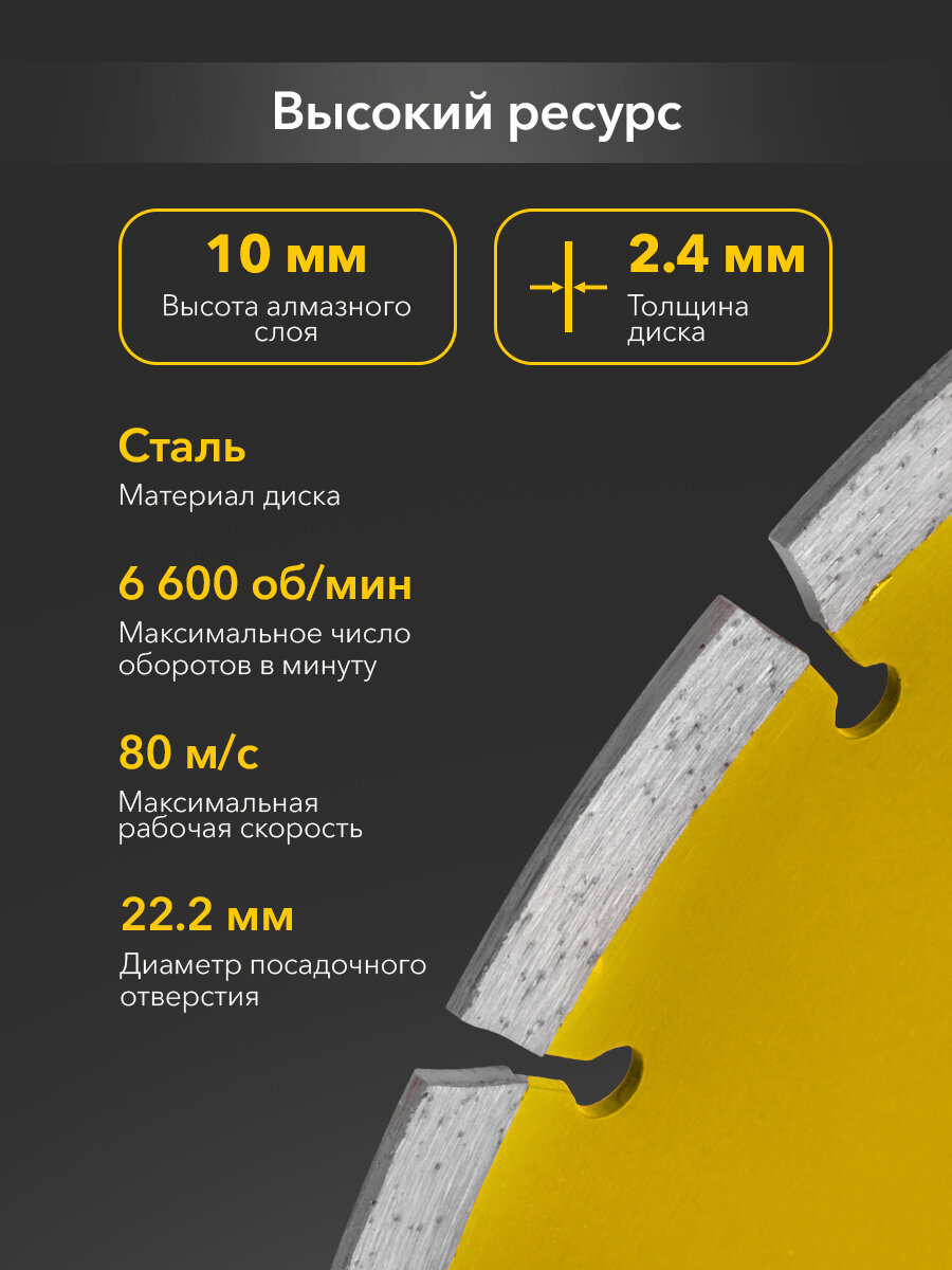 Диск алмазный Kranz отрезной высокопрочный сегментный 230x22.2 мм — фото 1