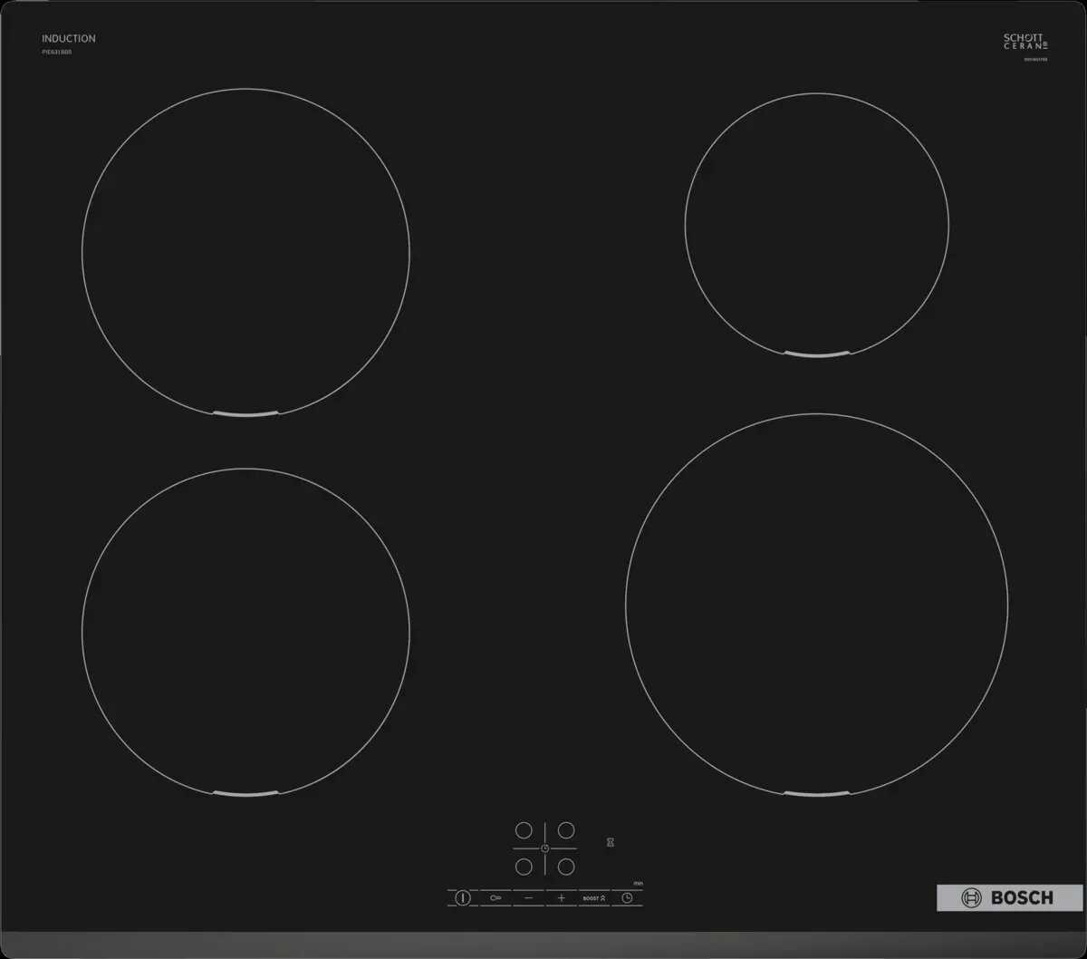 Индукционная варочная панель Bosch PIE631BB5E, стеклокерамика, 17 уровней мощности, сенсорное управление