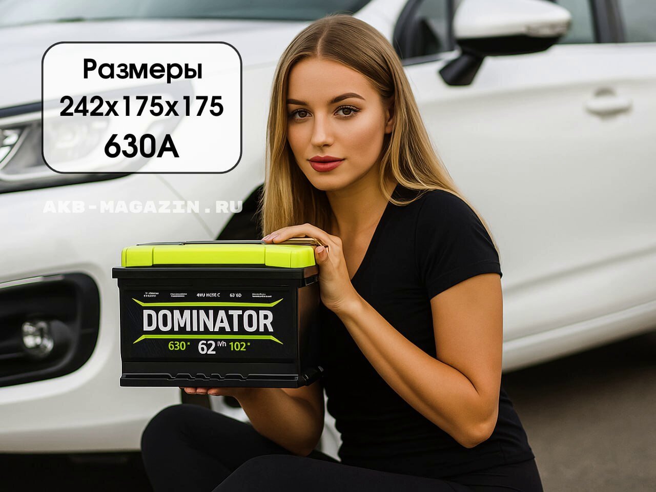 Автомобильный аккумулятор DOMINATOR 6ст- 62 (LBR) обратная полярность низкая