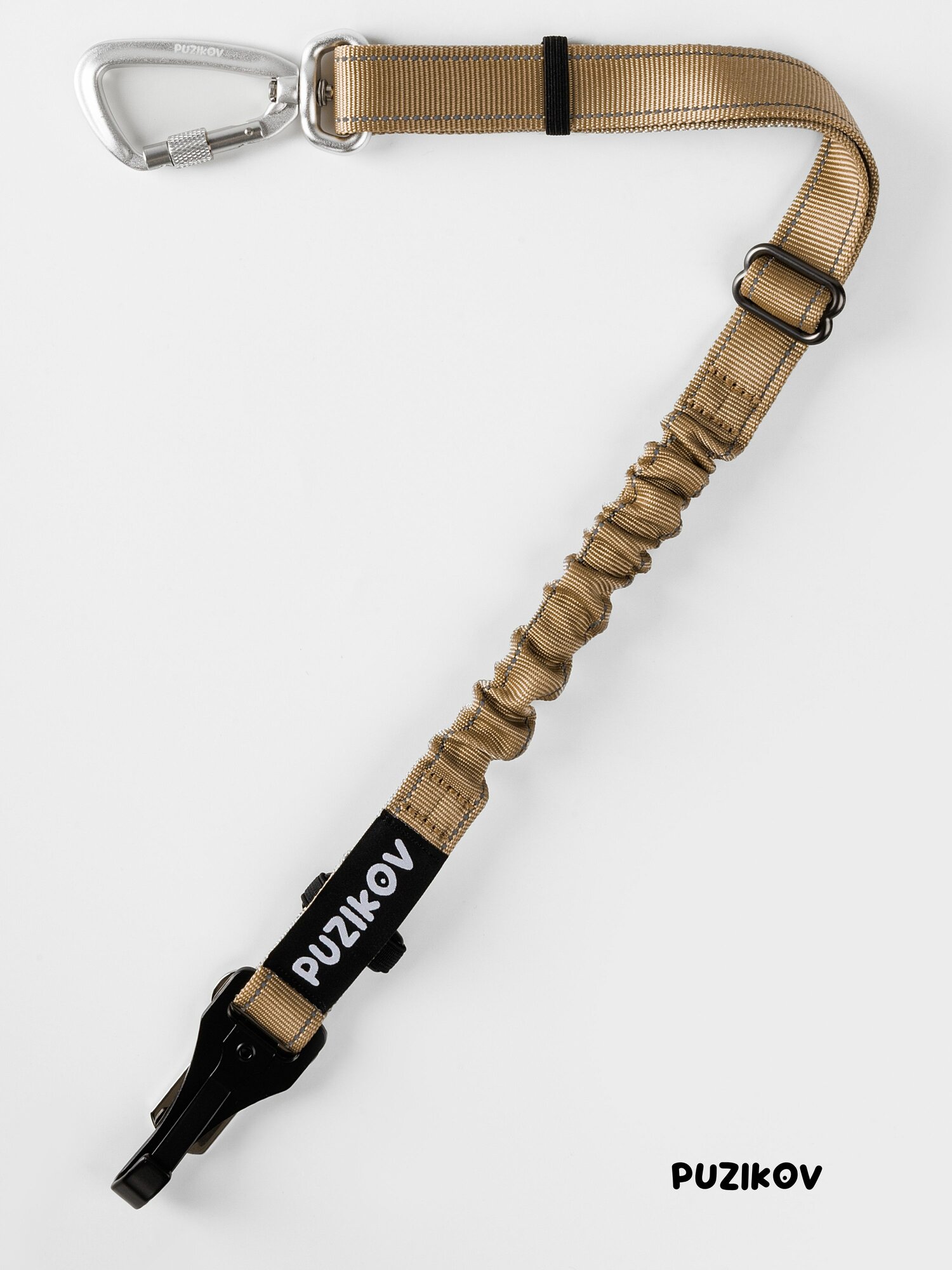 Ремень безопасности для собак антирывковый с усиленным карабином, песочный PUZIKOV / пузиков