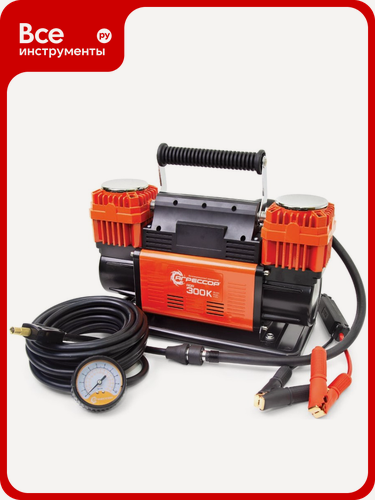 Изображение товара Воздушный компрессор Агрессор 300 л/мин, 12 В/90 А, шланг 8 м, шнур питания 2.4 м, питание от акб AGR-300K