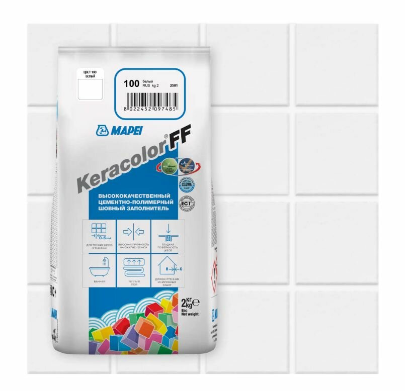 Затирка цементная Mapei Keracolor FF 100 цвет белый 2 кг