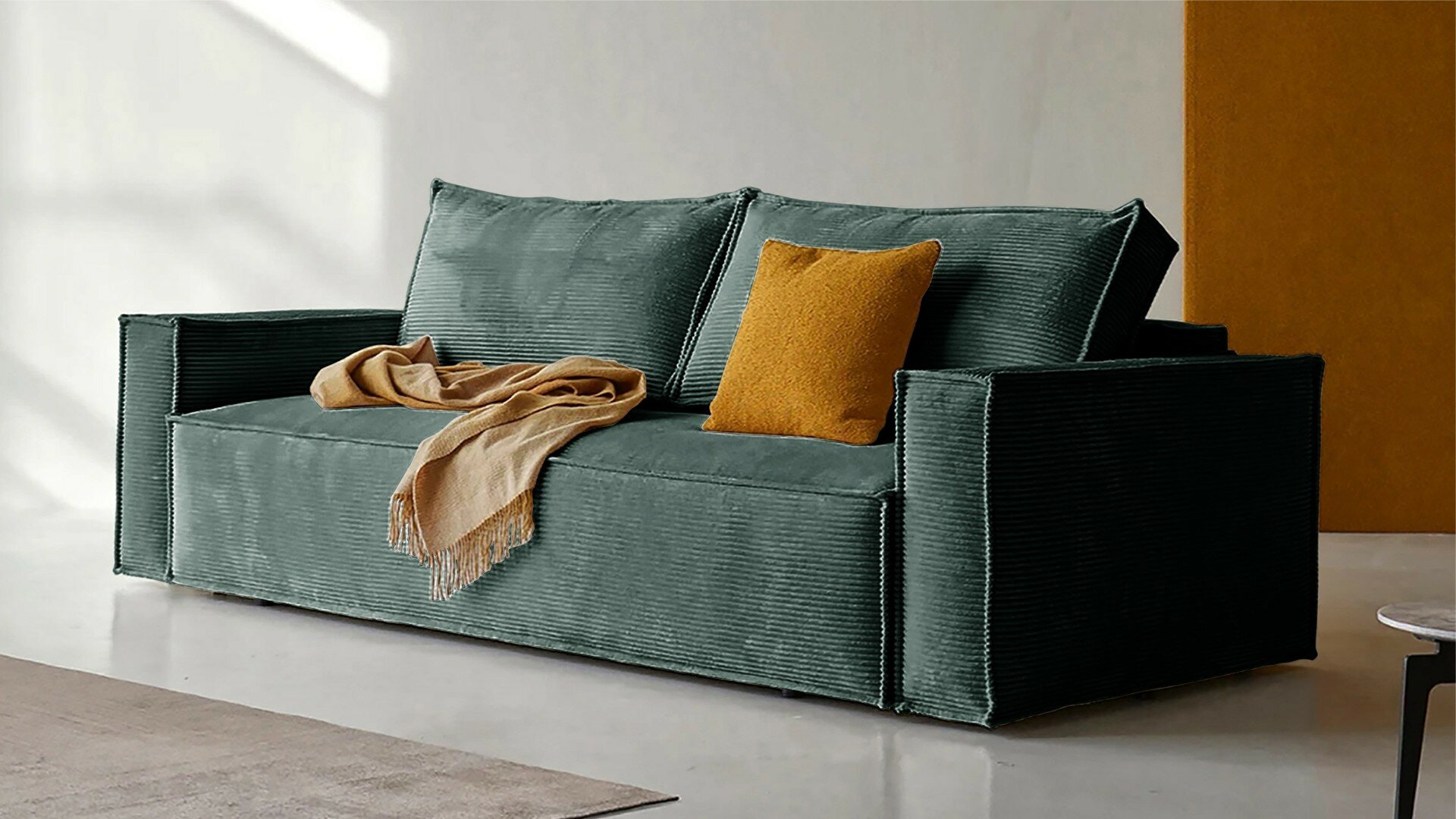 Диван Софт 3 Cilium Forest Еврокнижка Зеленый с бельевым ящиком 240x94x80 ФМ мебель