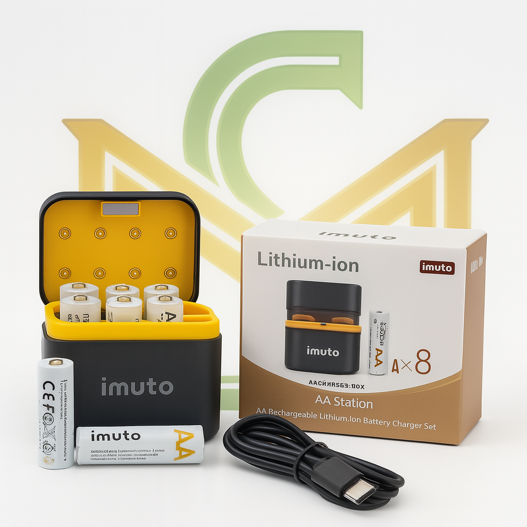 Набор аккумуляторных батарей IMUTO с зарядным устройством 8 штук
