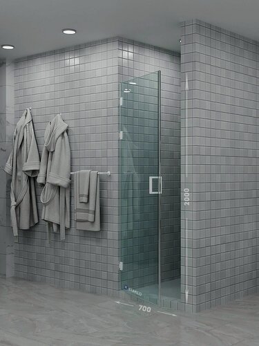 Изображение товара Душевая дверь в нишу staklo 70x200 из прозрачного стекла белая фурнитура