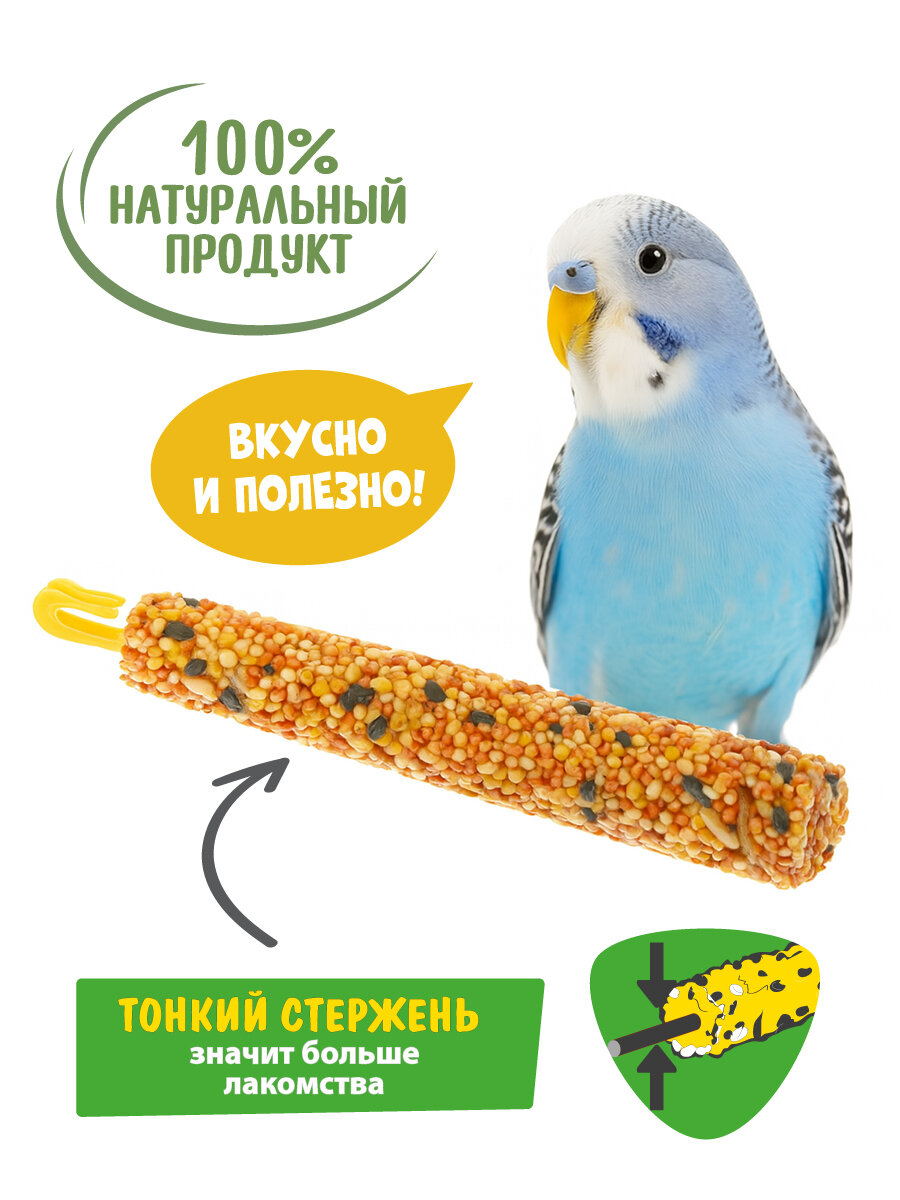 Лакомство для птиц палочки Happy Jungle Мед и фрукты 3 шт — фото 1
