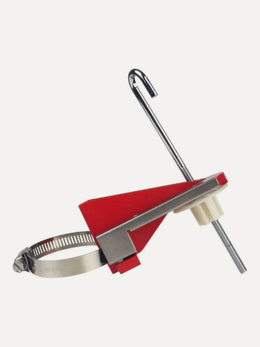 Изображение товара Блокиратор шарового вентиля с крюком большой, цинковый сплав и сталь, для труб диаметром 78–140 мм, 163×56×186 мм