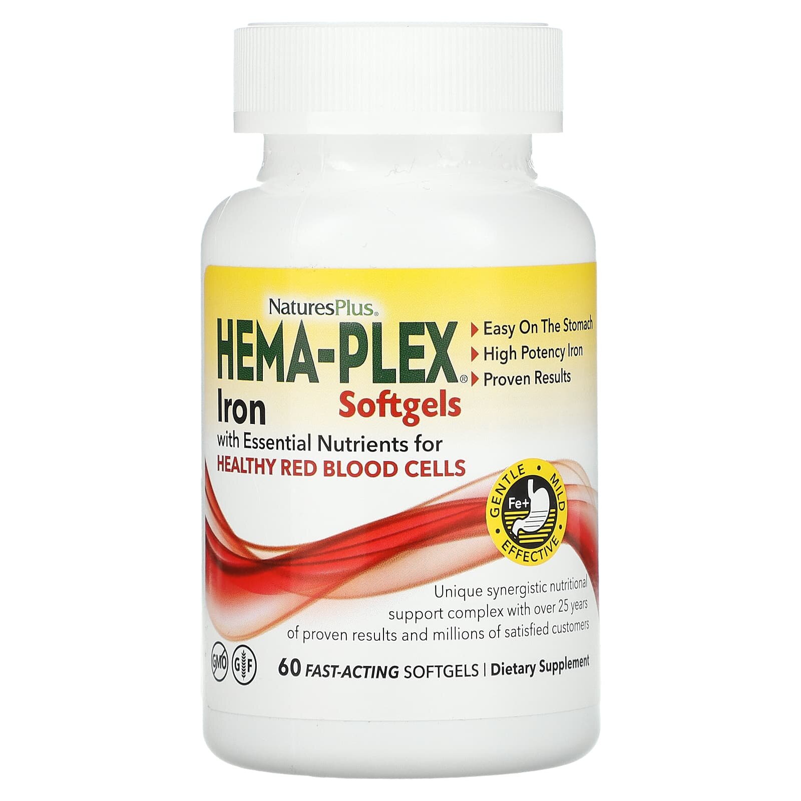 Добавка NaturesPlus Hema-Plex 60 Softgels, быстрая активация