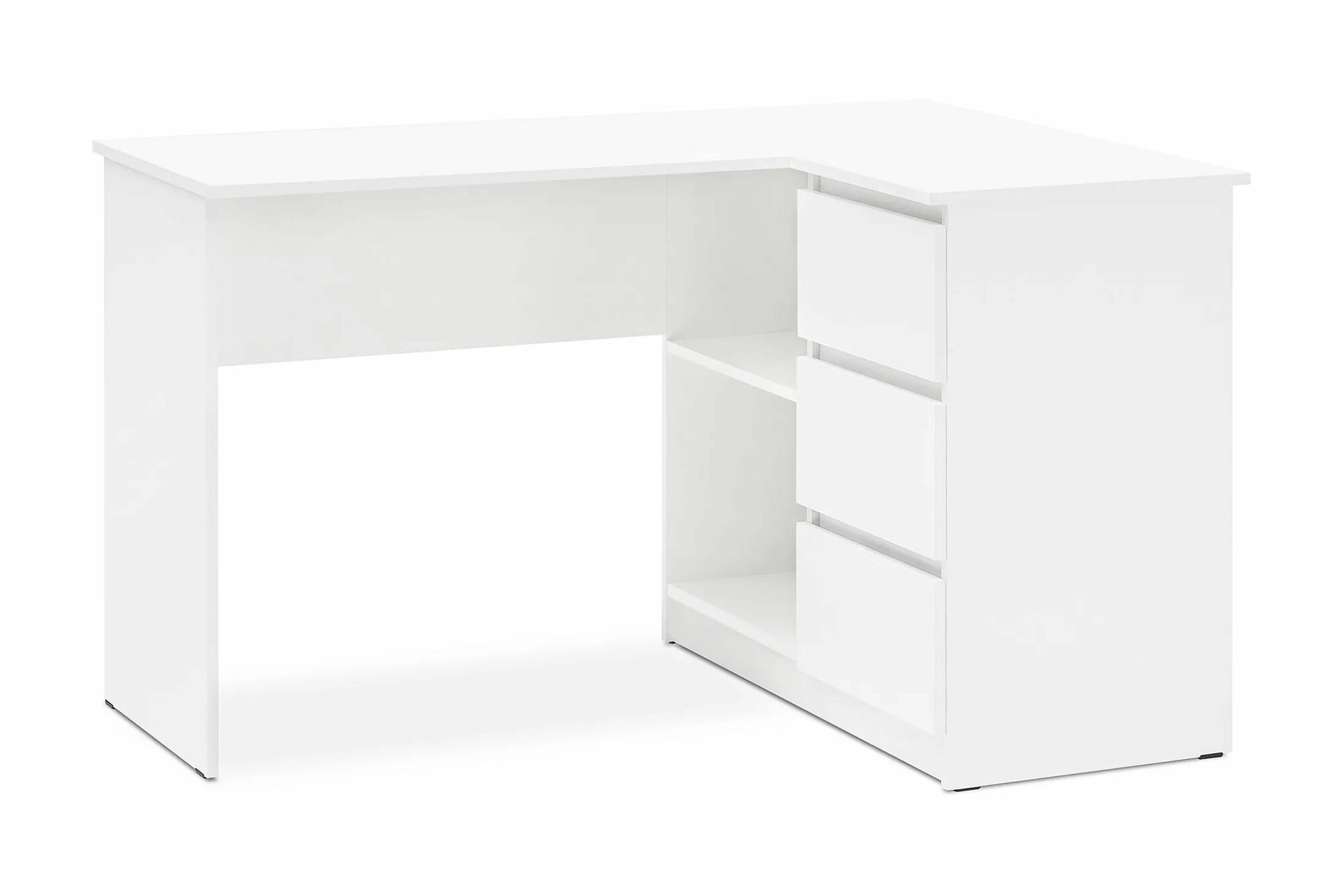 Стол письменный Танси угловой белый / белый глянец, 130х90.4х76.8 см (сборка универсальная)