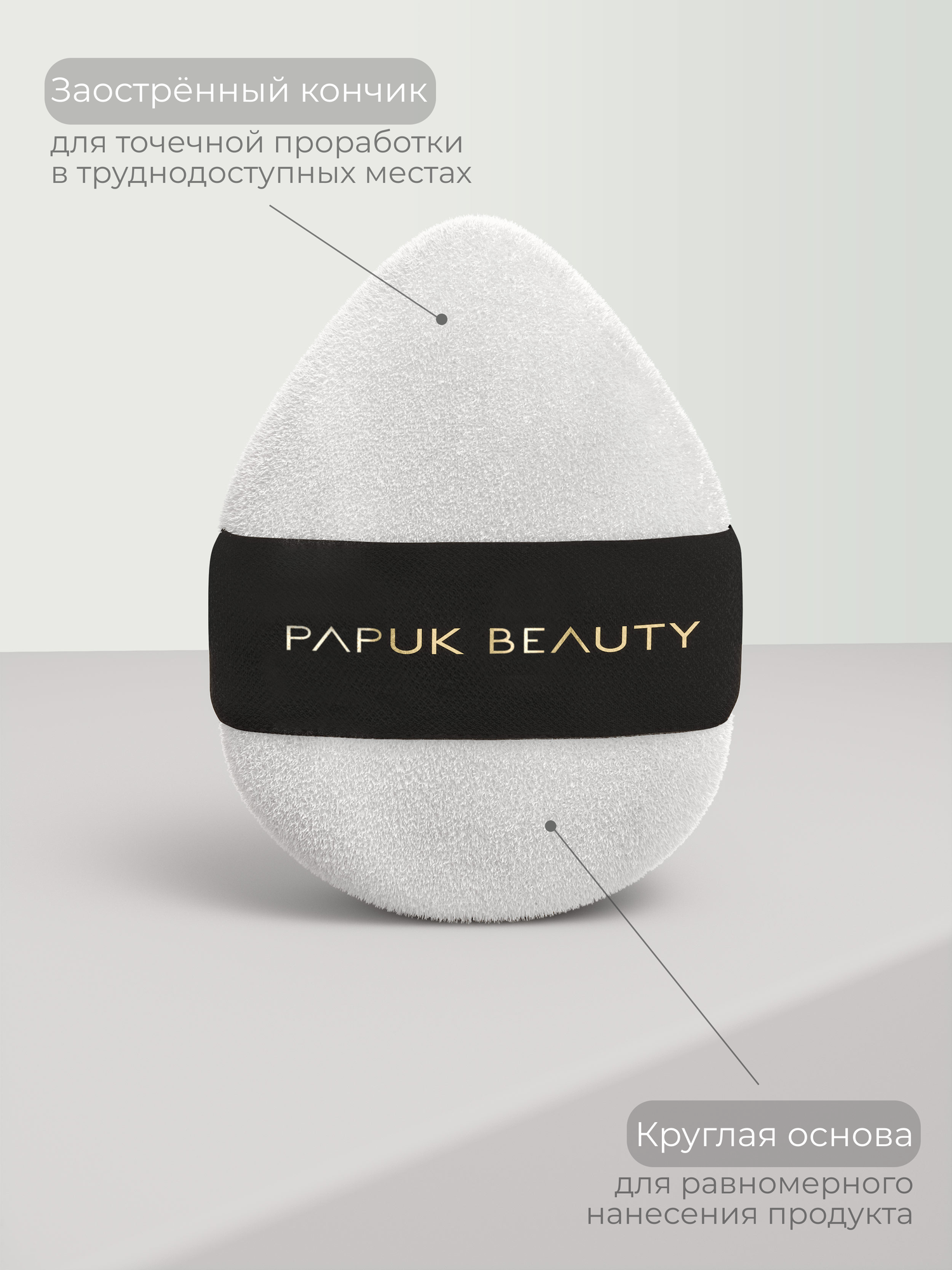 Пуховка для пудры круглая Papuk Beauty спонжи для макияжа набор 4 штук — фото 1