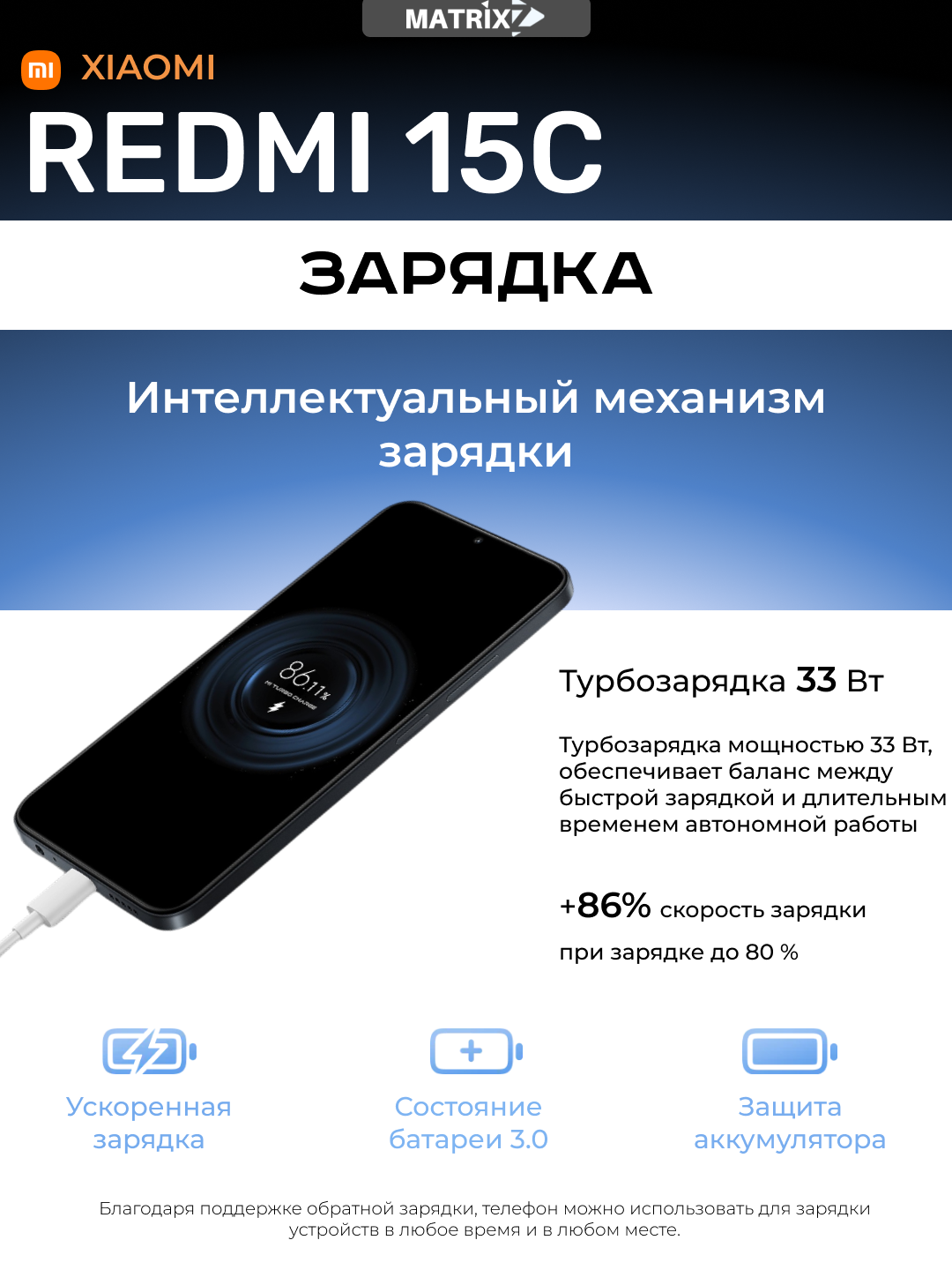 Смартфон Xiaomi Redmi 15C, дисплей 6.9" 120Hz, камера 50+8Мп, 6000mAh, 4/128GB, Midnight Black — фото 1