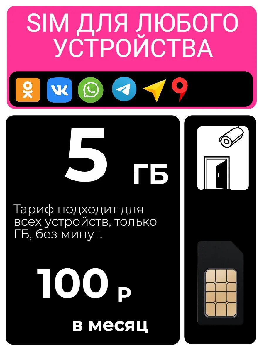 SIM карта Tele2 с интернетом 5 гб за 100 руб/мес (модемы, роутеры, планшеты, телефона)