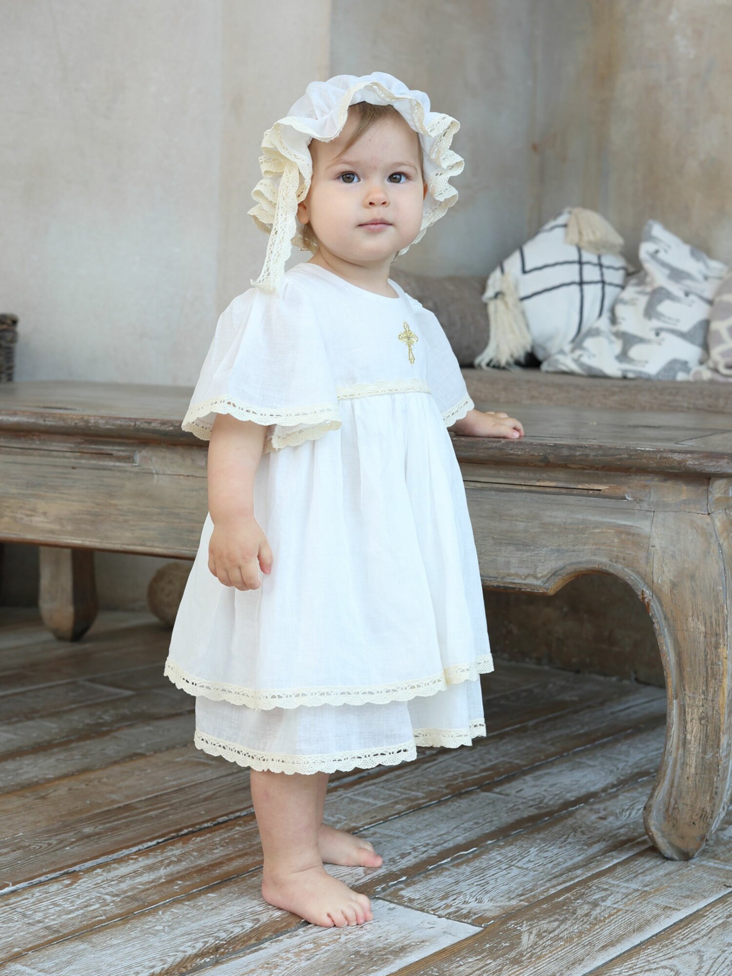 Платье крестильное Jolly Baby размер 80-86 молочный