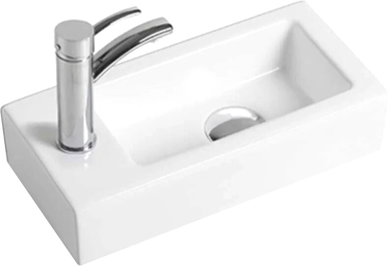 Раковина маленькая в туалет Vincea VBS-133L 37 левая мини подвесная прямоугольная белая фарфоровая 37 см