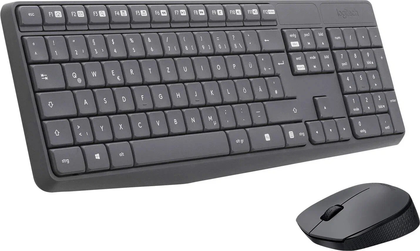 Комплект клавиатура + мышь LOGITECH MK235, беспроводной, серый, русский — фото 1