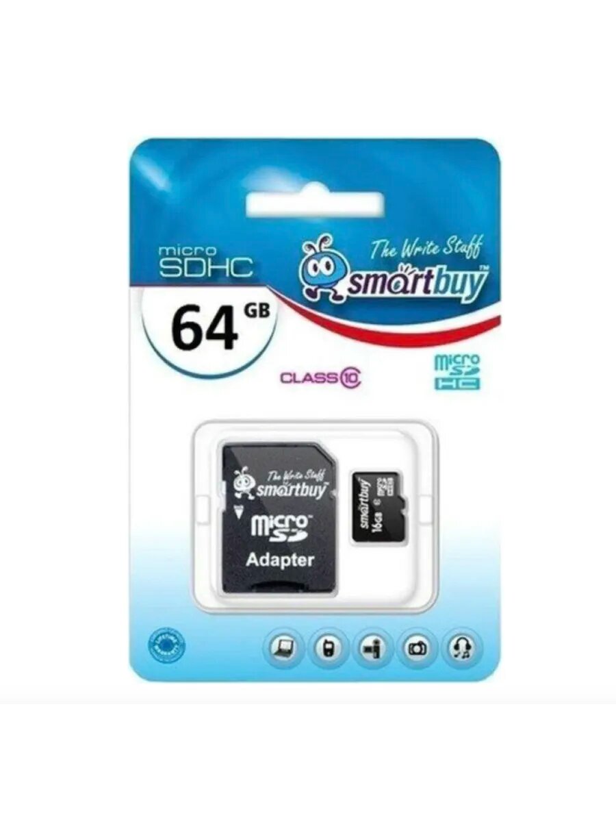 Карта памяти MicroSDXC 64GB Class10 LE с адаптером — фото 1