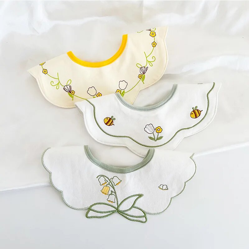 Детские нагрудники хлопок 3 шт, скандинавский стиль Белый, 17 cotton bib