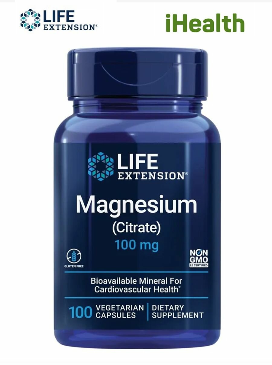 Life Extension Magnesium Citrate 100мг 100 капсул Магний цитрат лайф экстеншн