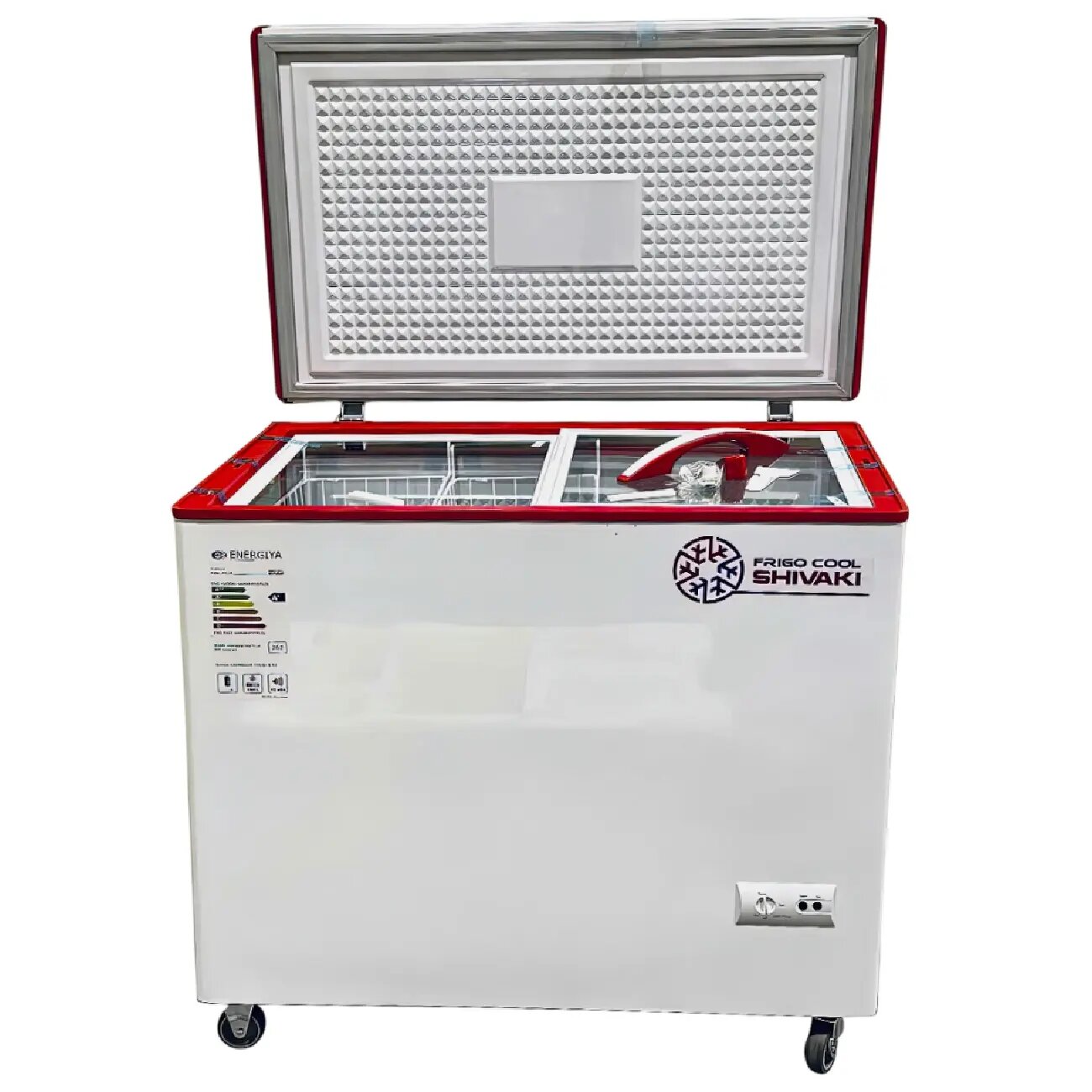 Морозильник Shivaki SFB137, капельная система размораживания, красный, 330л