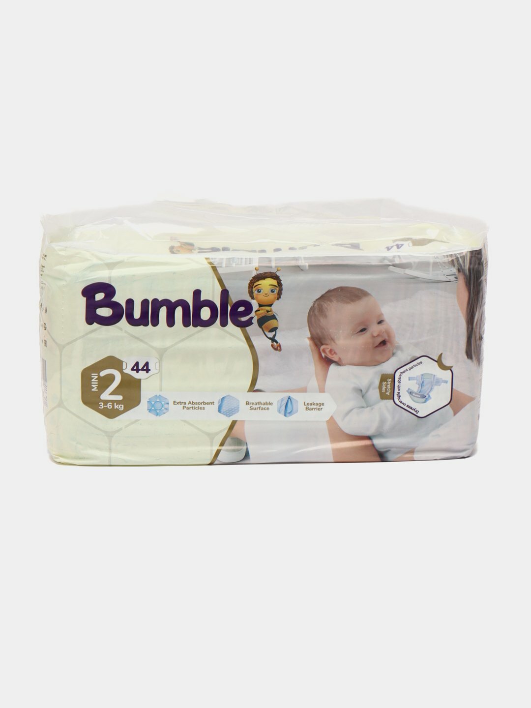 Подгузники Bumble Baby с липучками, 2 размер, 44 штук, 3-6 кг.