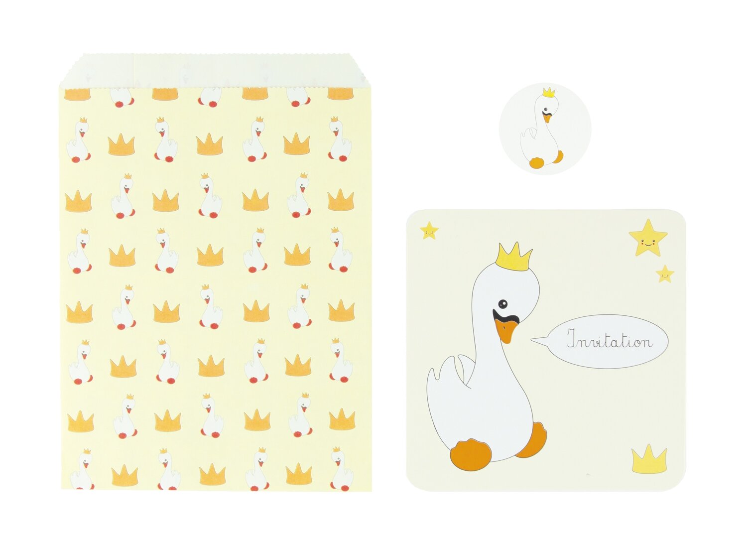 Пригласительные открытки Лебедь с конвертами и наклейками 8 шт