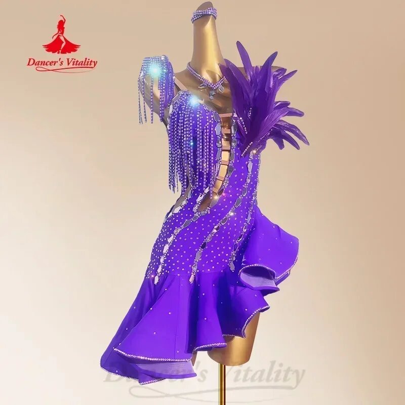 Фиолетовое платье для латинских танцев Dancer's Vitality