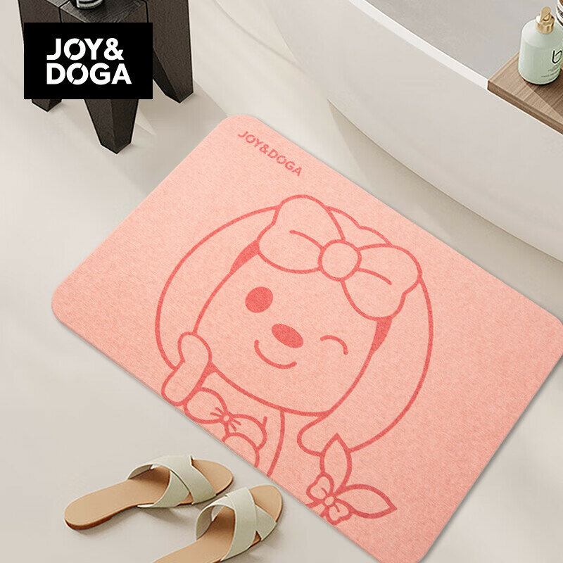 JOY&DOGA Силикатный коврик для ванной комнаты с быстрым впитыванием и противоскользящим покрытием - розовый стиль SNOW