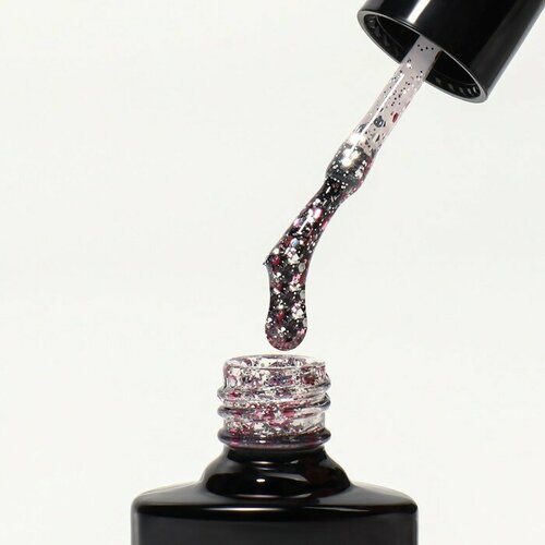 Гель-лак для ногтей, «GLITTER FLASH», 3-х фазный, 8мл, LED/UV, цвет прозрачный/розовый (07)