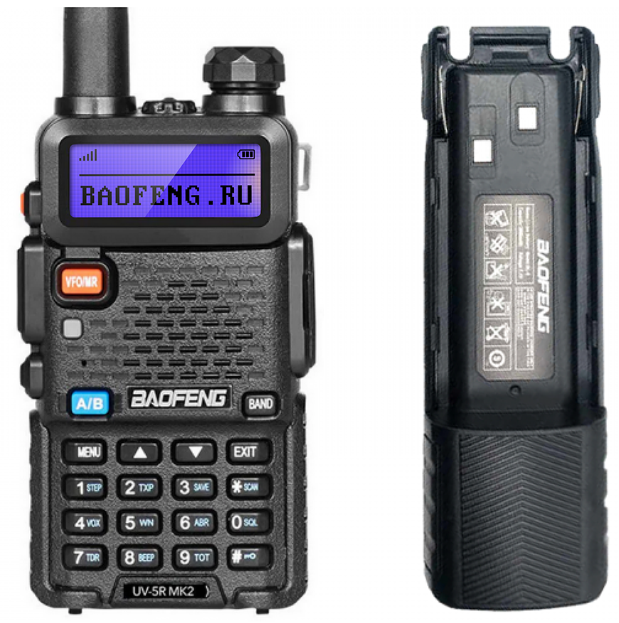 Рация Baofeng UV-5R (дополнительный аккумулятор 3800mAh)