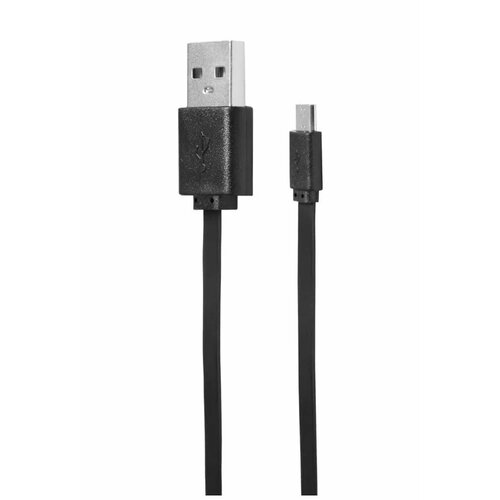 Кабель, SunWind, micro USB (m) - USB (m), кабель для зарядки, 1м, плоский кабель, 2A, черного цвета