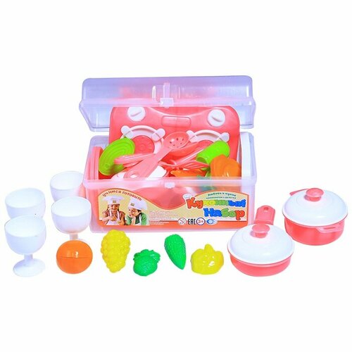 Набор игрушечной посуды Toybola пластик, в сундучке (TB-061)