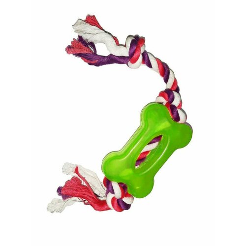 Игрушка для собак канат для щенков Кость на Канате, зеленый