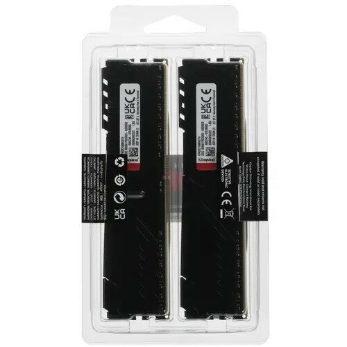 Оперативная память для компьютера 16Gb (2x8Gb) PC4-25600 3200MHz DDR4 DIMM CL16 Kingston FURY Beast Black (KF432C16BBK2/16)