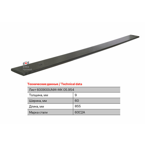 Лист рессорный размерный 60х9х855