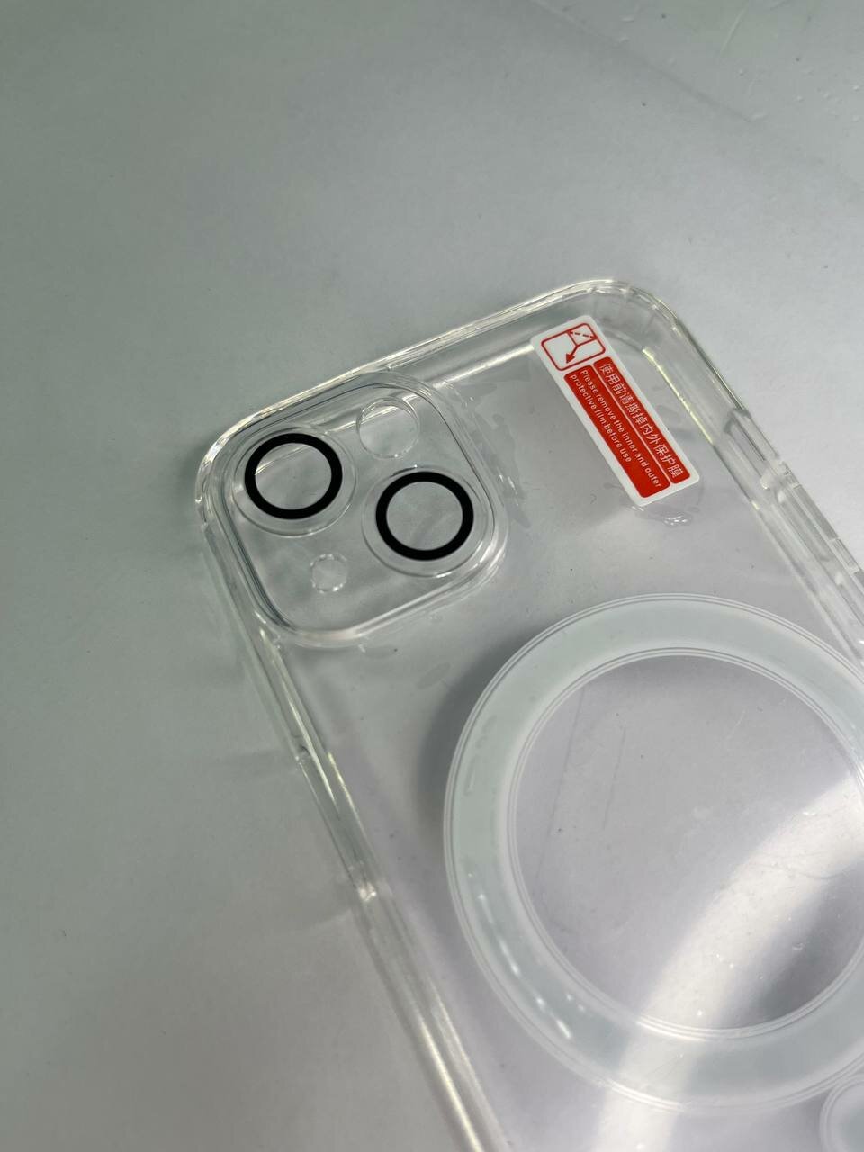 Чехол силиконовый Magsafe для Apple iPhone 13 с защитой камеры прозрачный