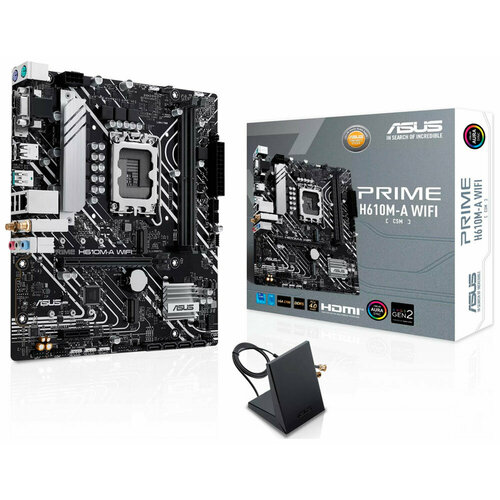 Asus Материнская плата PRIME H610M-A WIFI LGA1700 2xDDR5 4xSATA3 2xM2 D-Sub HDMI DP mATX 1724800₽