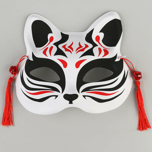 Карнавальная маска «Кицунэ», цвет чёрно-красный карнавальная маска кошка цвет красный