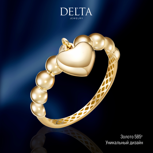 Кольцо Delta, красное золото, 585 проба, размер 15, ширина 7 мм, золотой