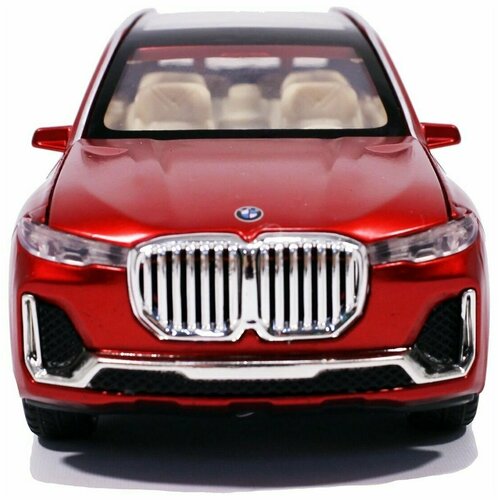 Коллекционная машинка игрушка металлическая BMW X7 для мальчиков масштабная модель 1:24 красная