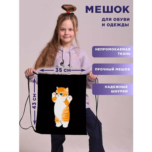 Мешок для обуви сменки большой в школу Mofusand cat