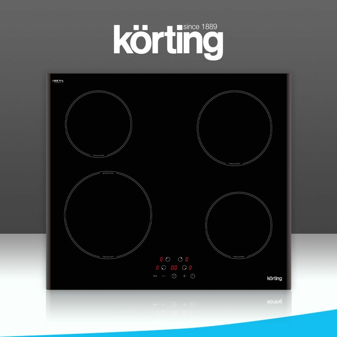 Индукционная варочная панель Korting HI 64013 B ширина 60 см, 4 конфорки, сенсор, черный