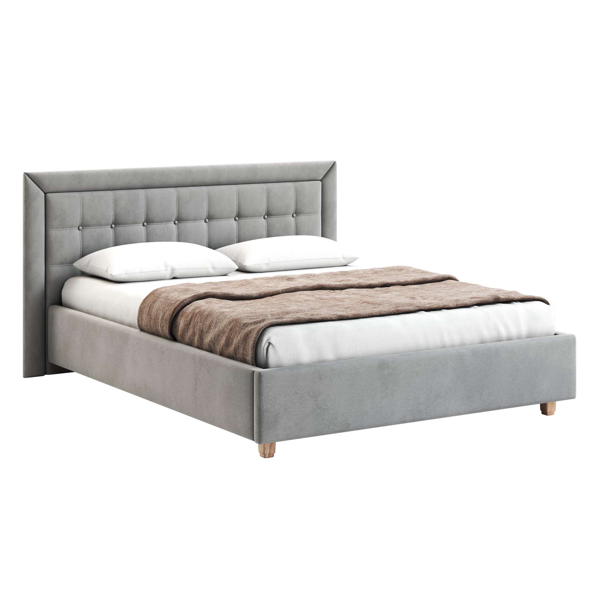 Кровать GALAXY Венера-8(2) 160х200 двуспальная, с подъемным механизмом, Ортопедическое основание, велюр серый